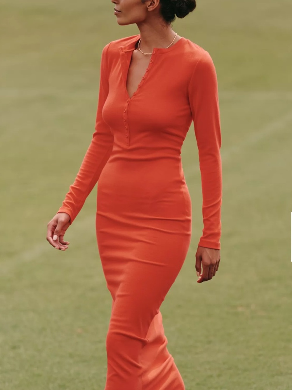 Daily Practice long Sleeve Henley Maxi